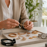 Avant l’été, faites estimer vos bijoux, pièces et objets précieux à Chatou 4 Bijoux anciens, chaînes, bagues, pièces et montre examinés avant estimation au comptoir AOV de Chatou.